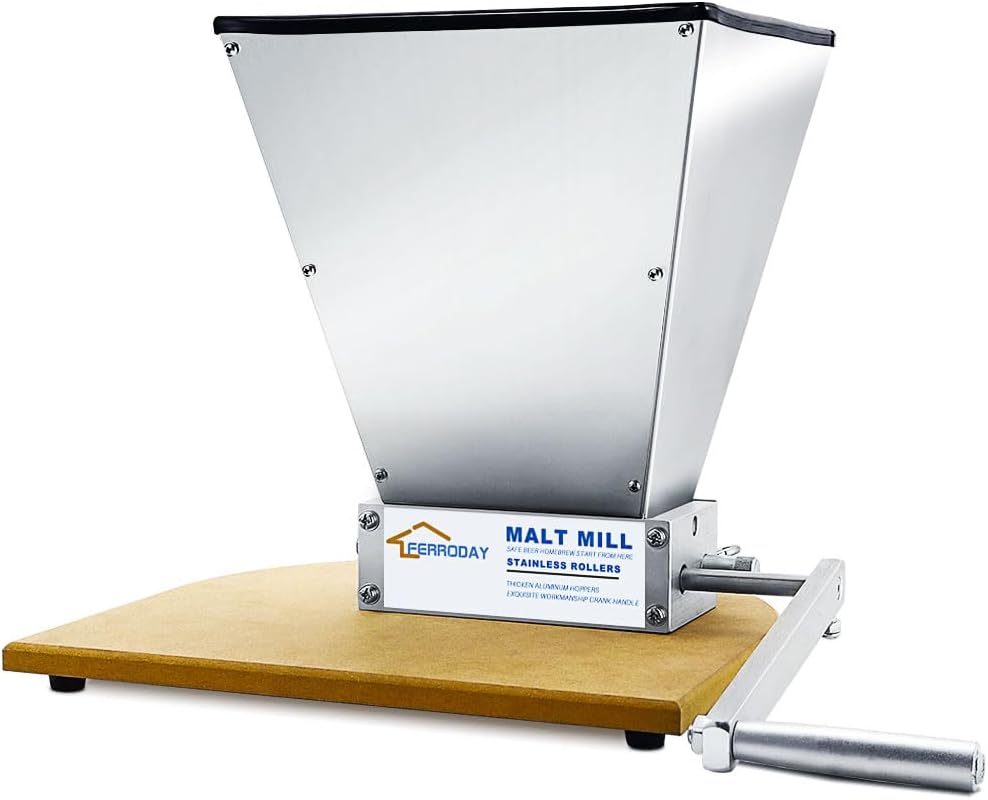 FERRODAY Malted Grain Mill for Grain Malt Barley, 2 Roller ... - Amazon