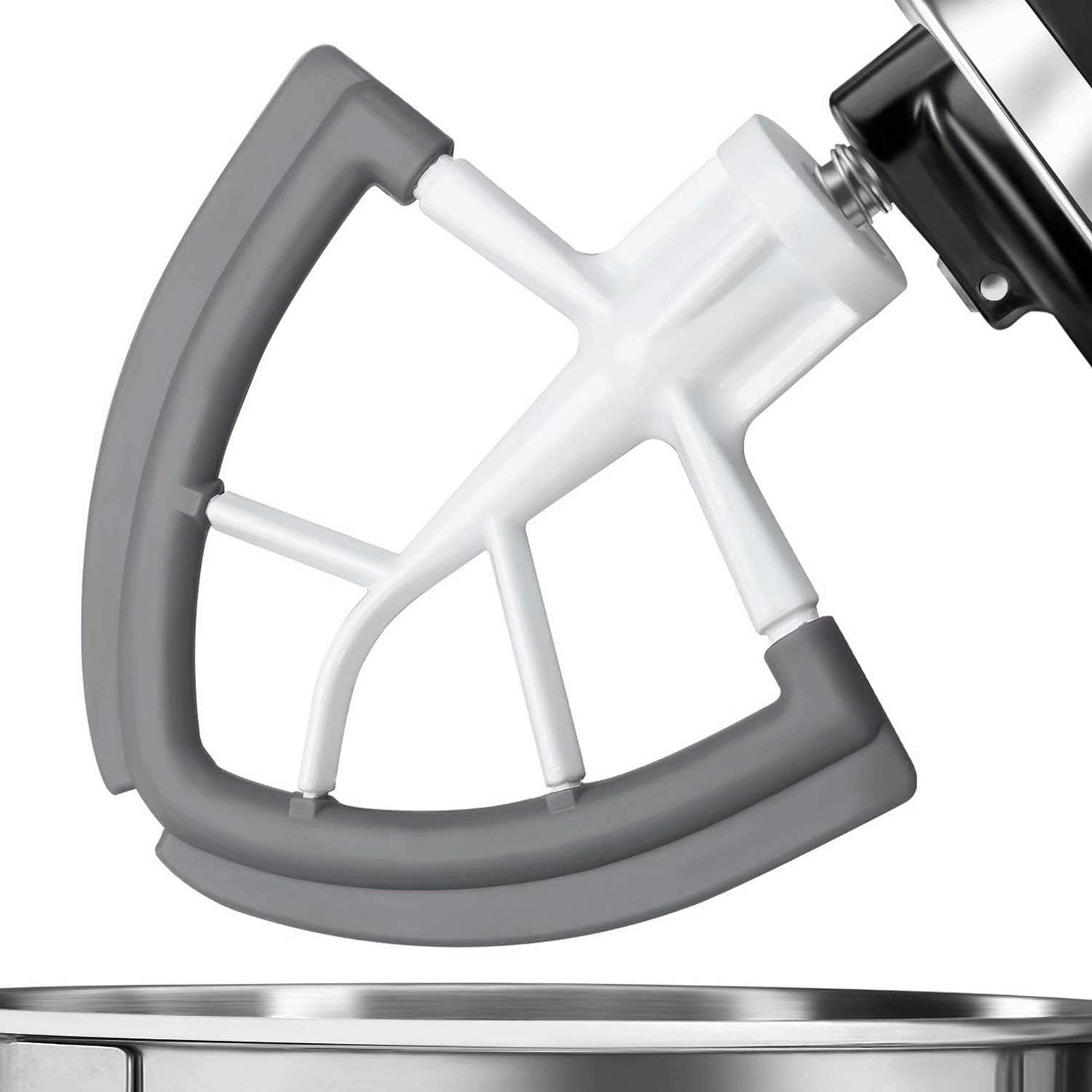 Flex Edge Beater for KitchenAid, Mixer Attachment Compatible with KitchenAid Tilt-Head Stand Mixer Bowls, 4.5 to 5 Quart Bowls, Beater with Silicone Edges, Grey