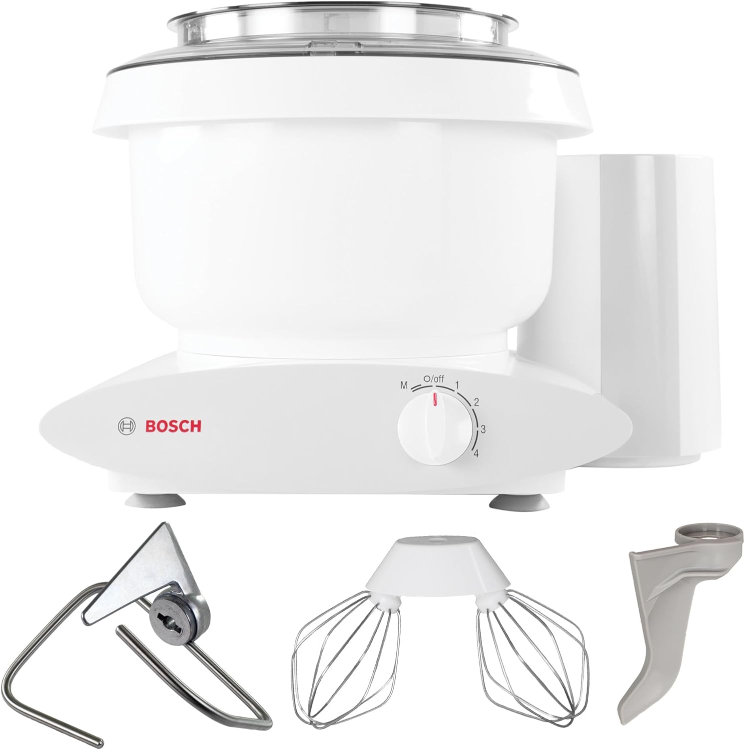 Bosch Universal Plus Stand Mixer 500 Watt, 6.5 Quarts with Wire Whips, Dough Hook and NutriMill Dough Hook Extender Bundle