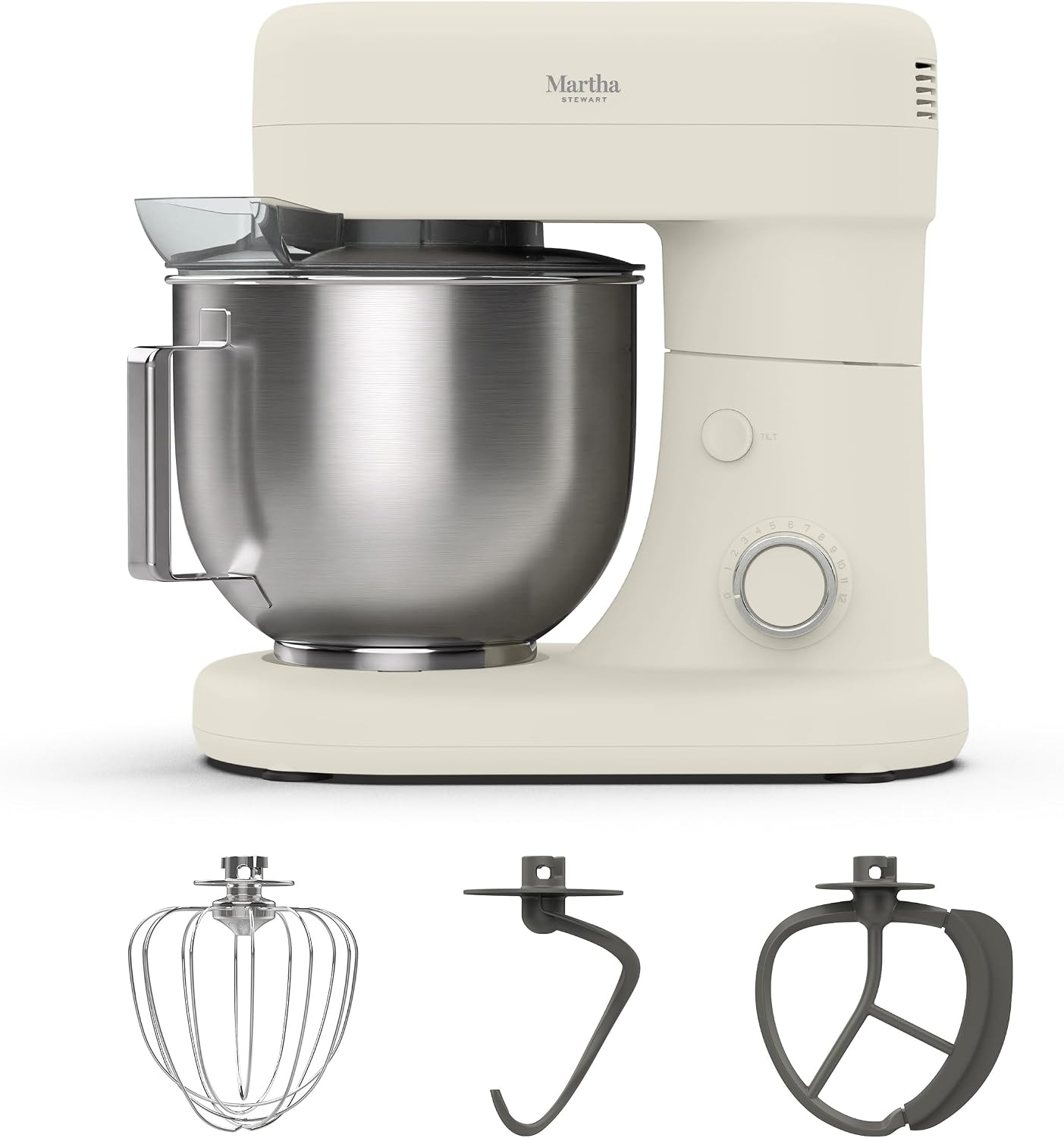 Martha Stewart 5.3QT Tilt Head Stand Mixer, 12 Speeds, Stainless Steel Bowl