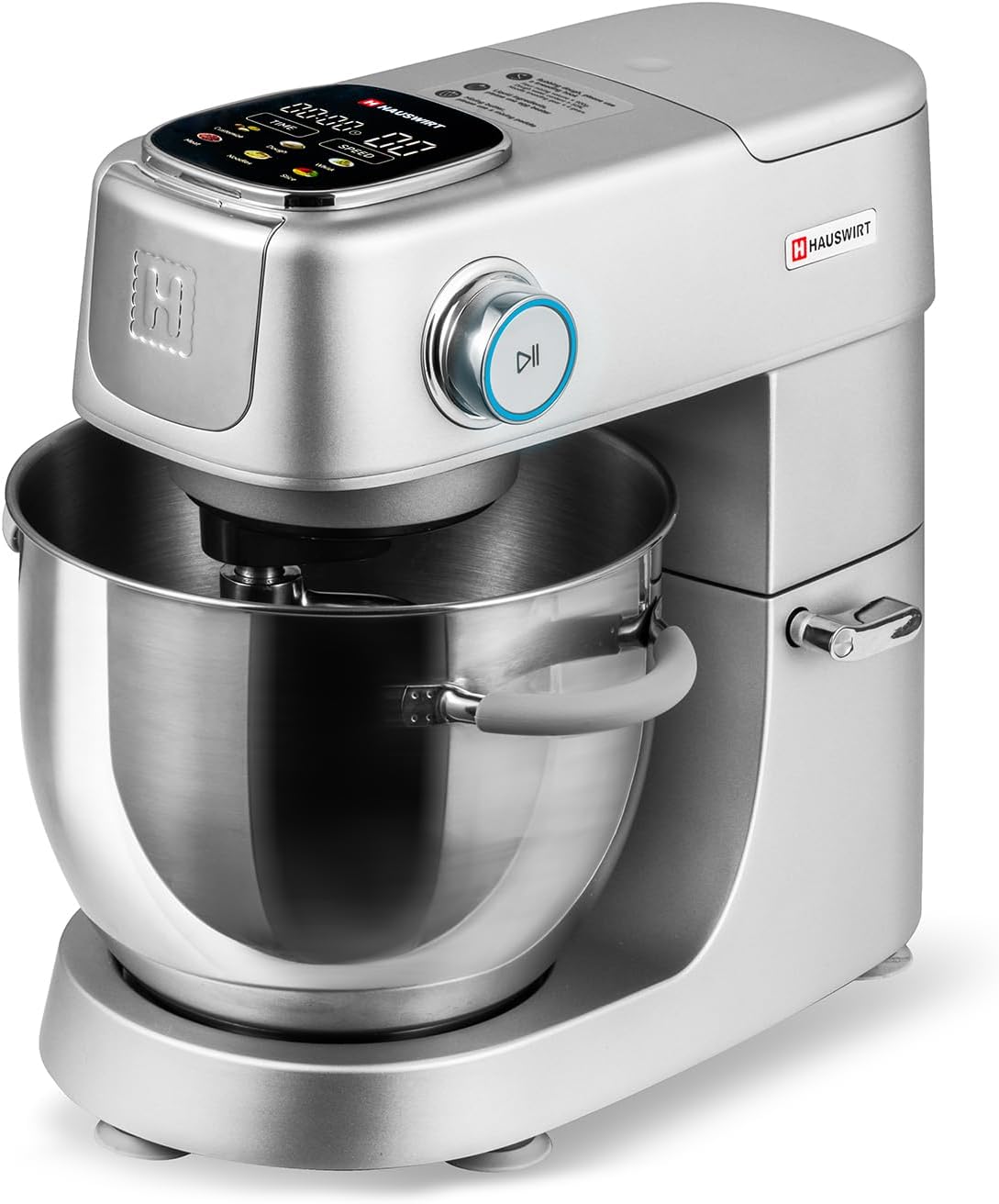 Hauswirt Stand Mixer 6QT XL Large, 4.5 inch LED Touch Screen Electric Household Stand Up Mixer, Full Metal Structure Standing Mixer 11-Speed, Dough Cake Bread Mixer - Silver
