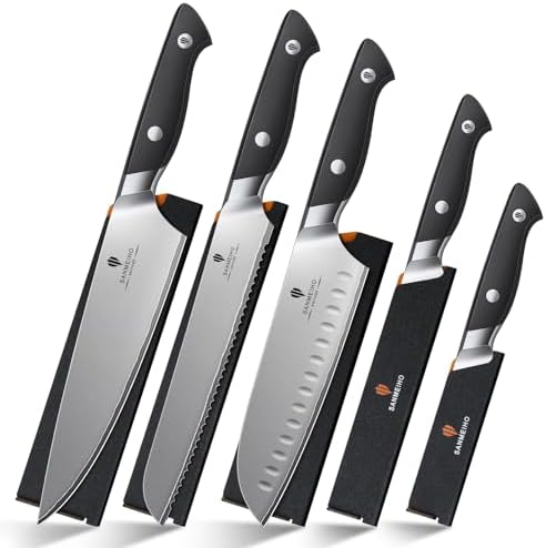 16 PCS Japanese Kitchen Knife Set with Block, Dishwasher Safe